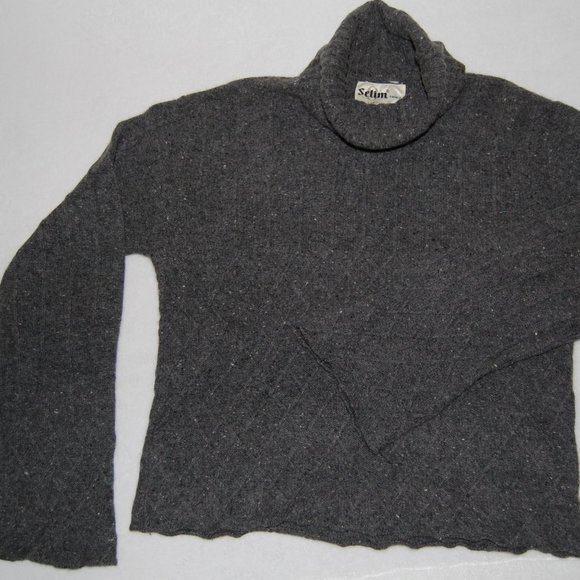 Vintage 1991, Dark Gray Heather Knit Turtleneck, 100% Lambswool - Picture 10 of 13